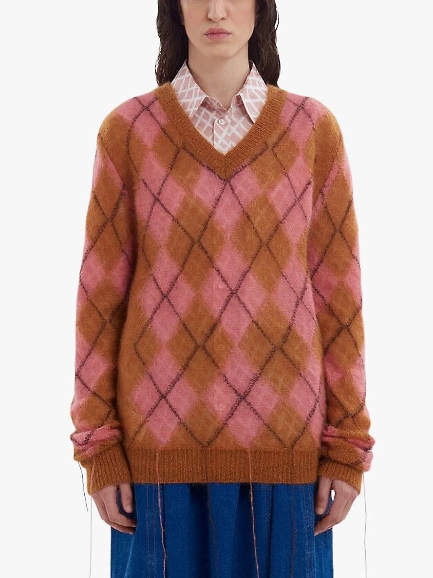 Marni o1w1db11125 Jacquard-knit Mohair-blend Sweater in Multicolor Size XL / US 12-14 / IT 48-50 - 2 Thumbnail