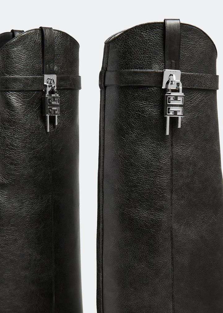 Givenchy o1n1vont0226 Shark Lock Cowboy Boots in Black Size US 5 / IT 35 - 4 Thumbnail