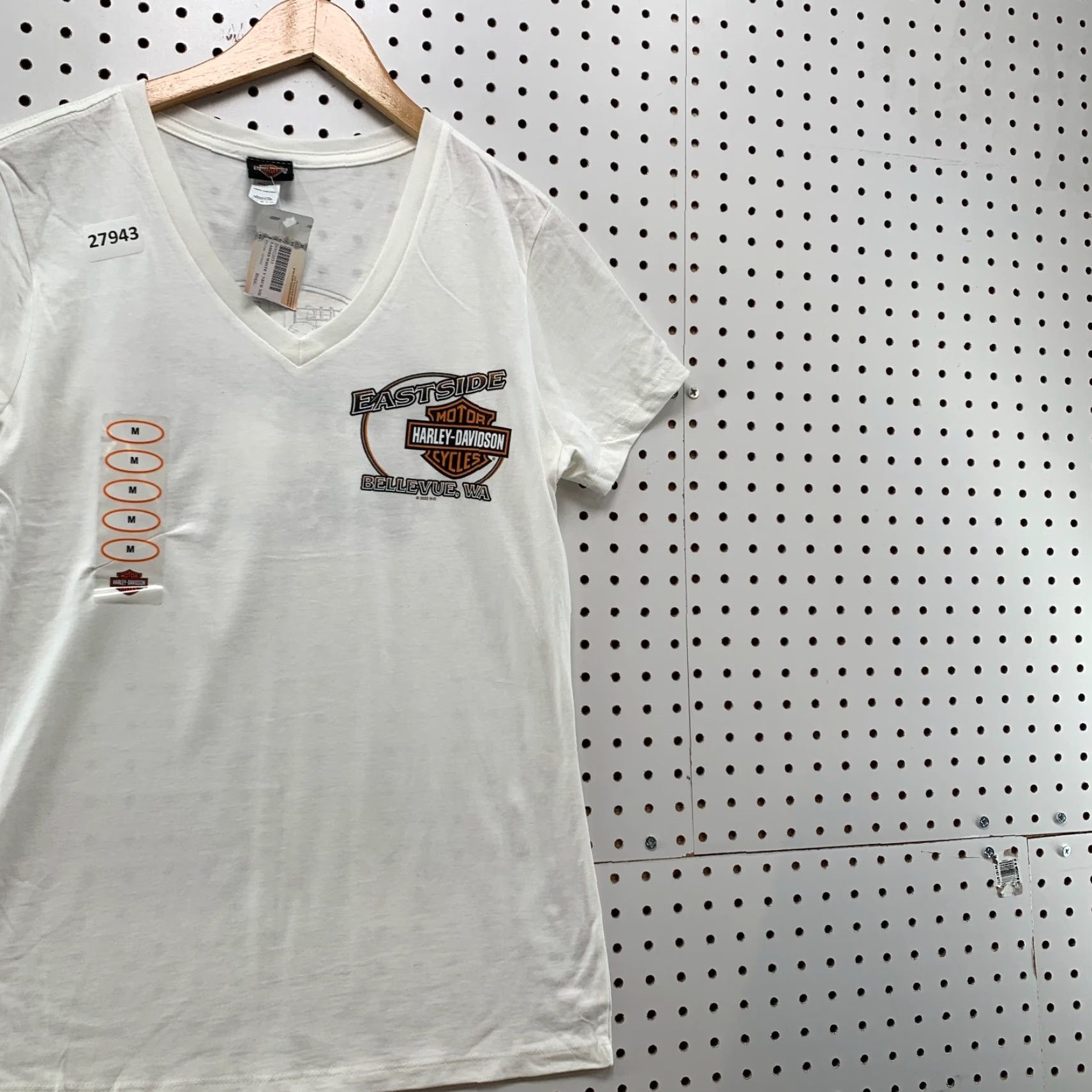 Harley Davidson Harley-Davidson Shirt Women's White Medium T-Shirt V-Neck Bike Motorcycle 90s or Classic Style Womens Size M / US 6-8 / IT 42-44 - 5 Thumbnail