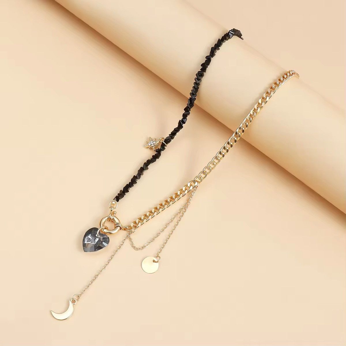 Jewelry Mirror Love Moon Simple Patchwork Necklace Size ONE SIZE - 6 Thumbnail