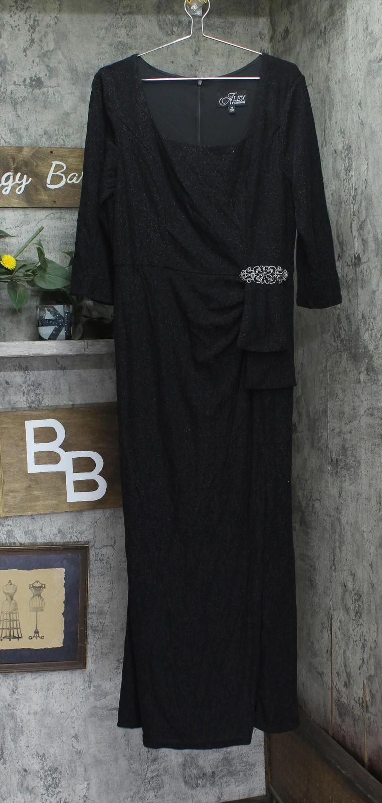 Other Alex Evenings Long Metallic 3/4 Sleeve Gown Dress Black 18 Size XXL / US 16-18 / IT 52-54 - 1 Thumbnail