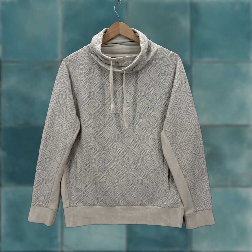 Prana prAna Gotu Pullover Sweatshirt Womens XL Gray Cowl Neck Geometric Organic Cotton Size XL / US 12-14 / IT 48-50 - 1 Thumbnail