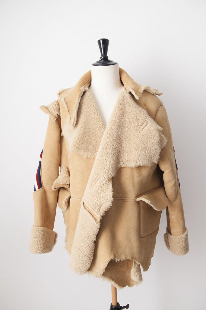 image of Facetasm Aw17 Oversized Shearling Coat in Beige, Men's (Size Small)