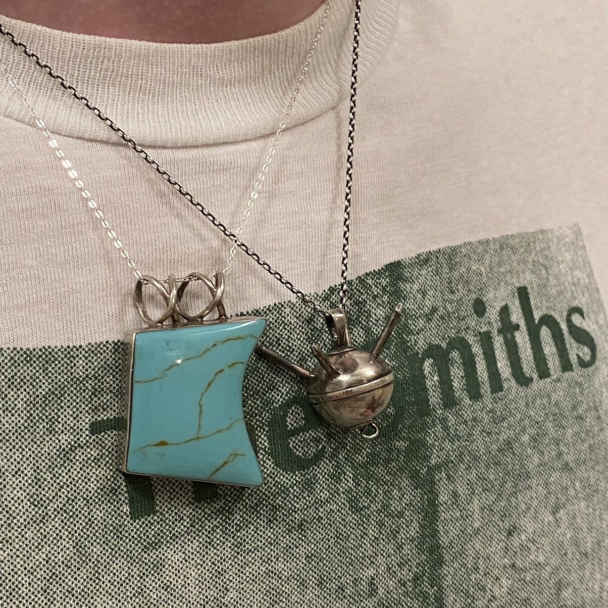 Kapital × Vintage Vtg Sterling Silver Turquoise Chunky Geometric Necklace Size ONE SIZE - 10 Thumbnail
