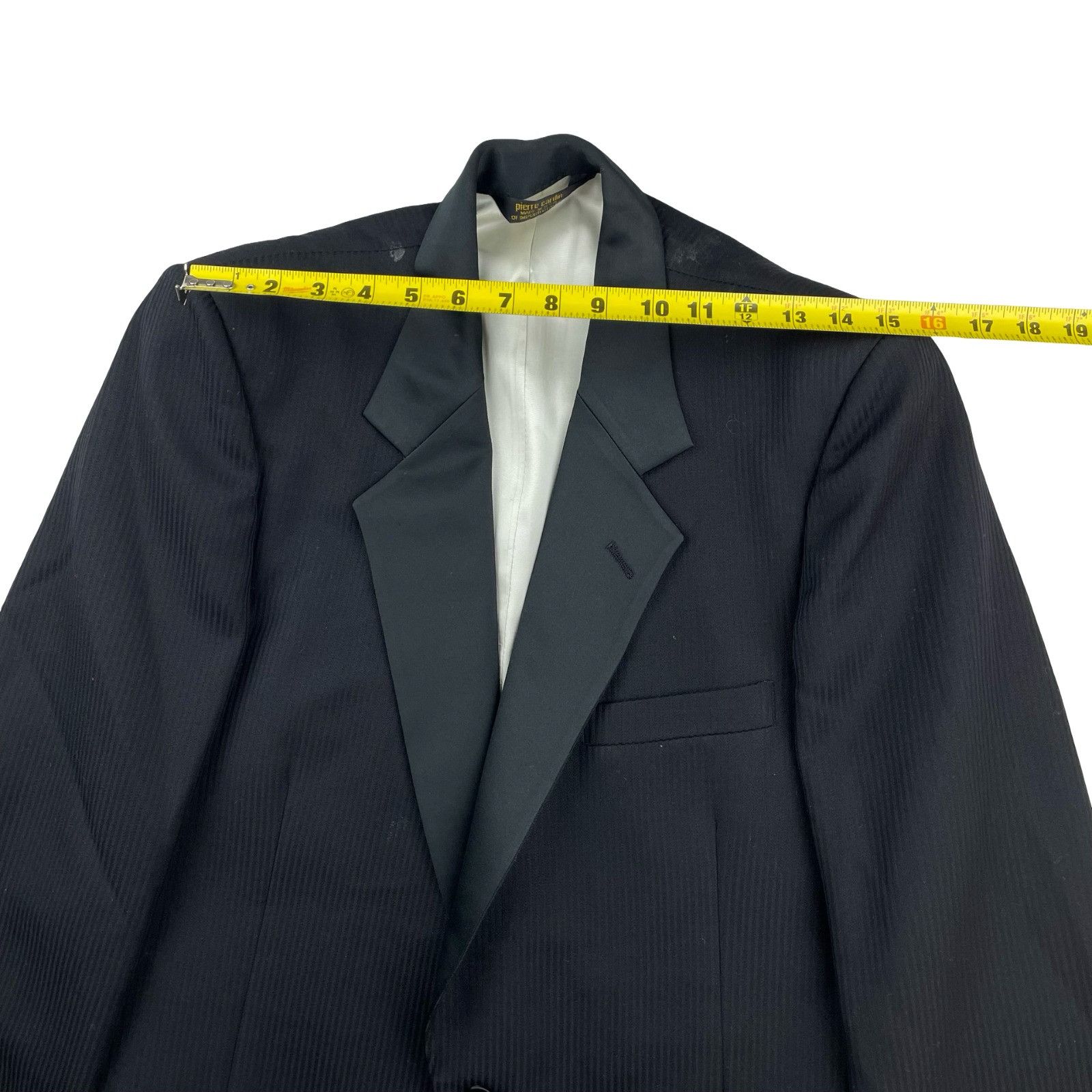 Pierre Cardin VTG Pierre Cardin Men's 100% Wool Tuxedo Jacket Black Shadow Size 40L - 10 Thumbnail