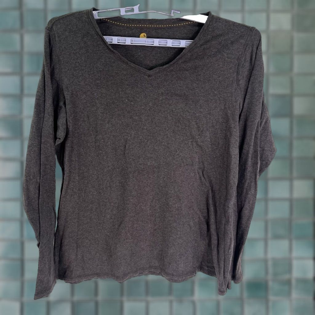 Carhartt Carhartt T-Shirt Long Sleeve Womens XL Brown V-Neck Lightweight Casual Embroidered 100% Cotton Size XL / US 12-14 / IT 48-50 - 1 Thumbnail