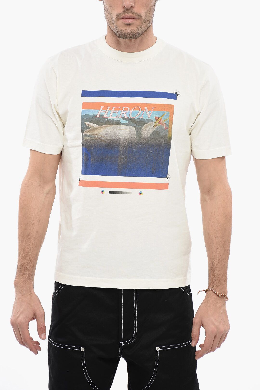 image of Heron Preston Og1Mm0424 Crewneck Cotton T-Shirt In White, Men's (Size Small)