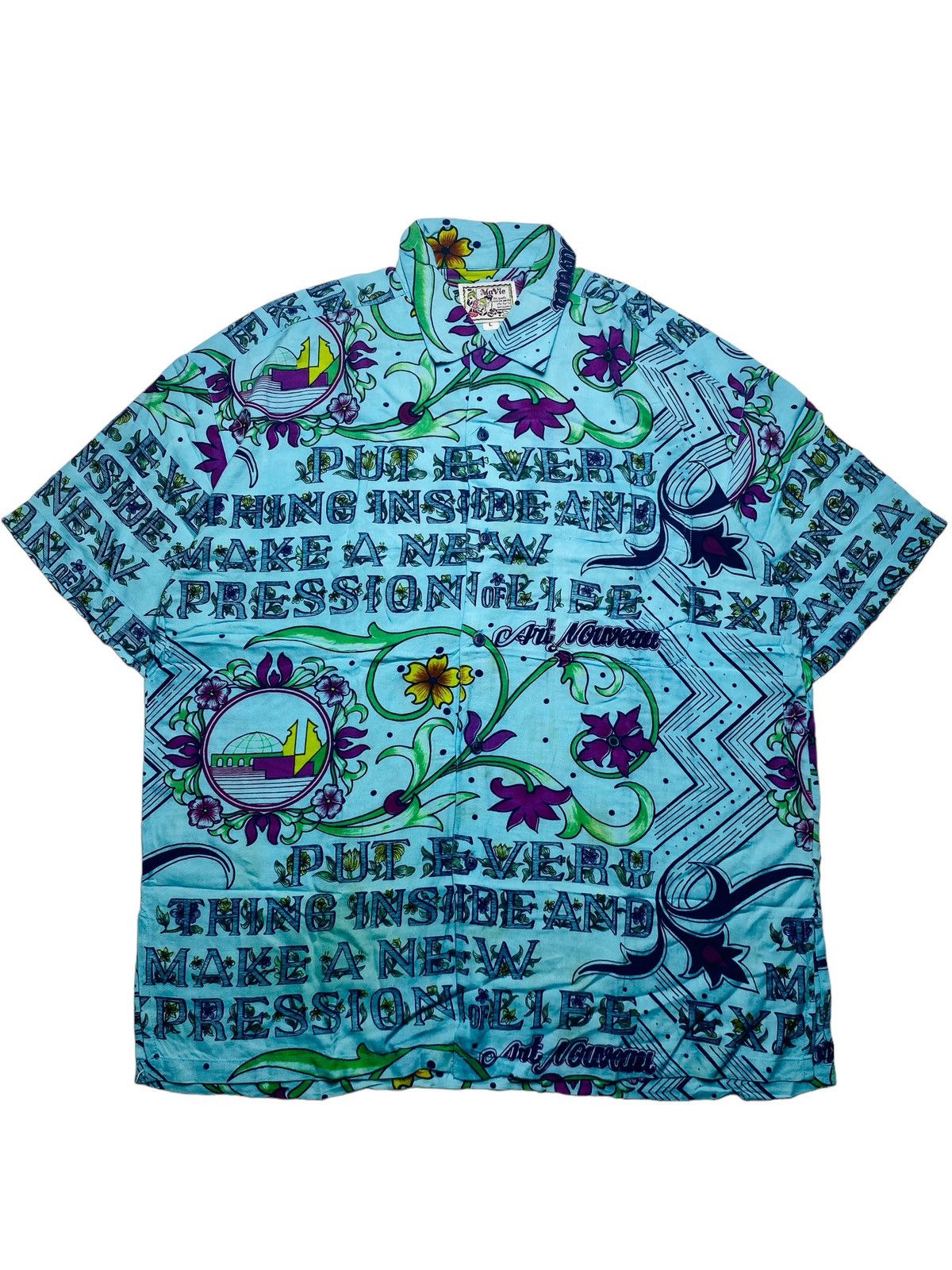 image of Hysteric Glamour x Kansai Yamamoto 1980S Mavie - Floral Poem Shirt in Blue, Men's (Size Medium)