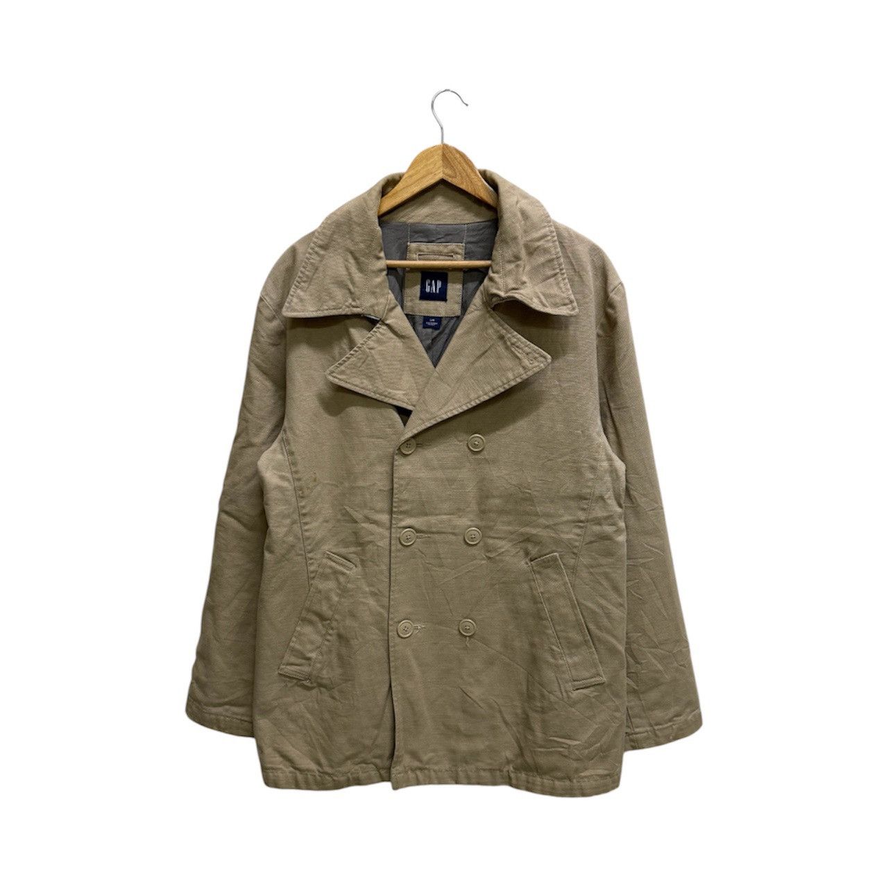 Gap Gap Double Breasted Car Coat Khaki Cotton Blend Jacket Size US L / EU 52-54 / 3 - 1 Thumbnail