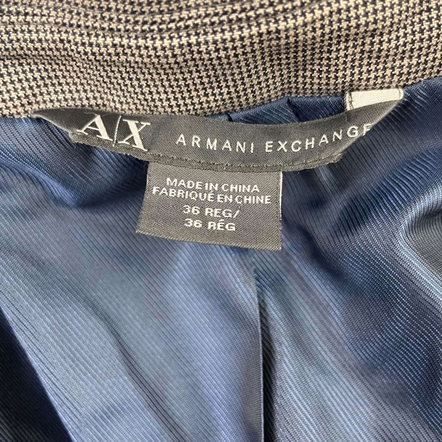 Armani Exchange Armani Exchange Blazer Men's Slim Fit Gray Micro-Houndstooth Cotton 36R Size 36R - 5 Thumbnail