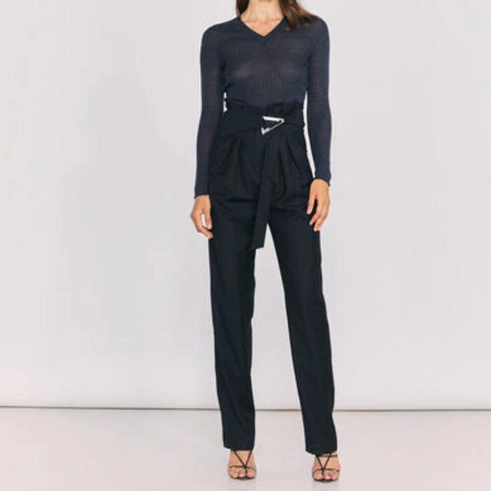 image of Iro Paris Moleirn Wool-Twill High Waist Belted Pants in Grey, Women's (Size 26)