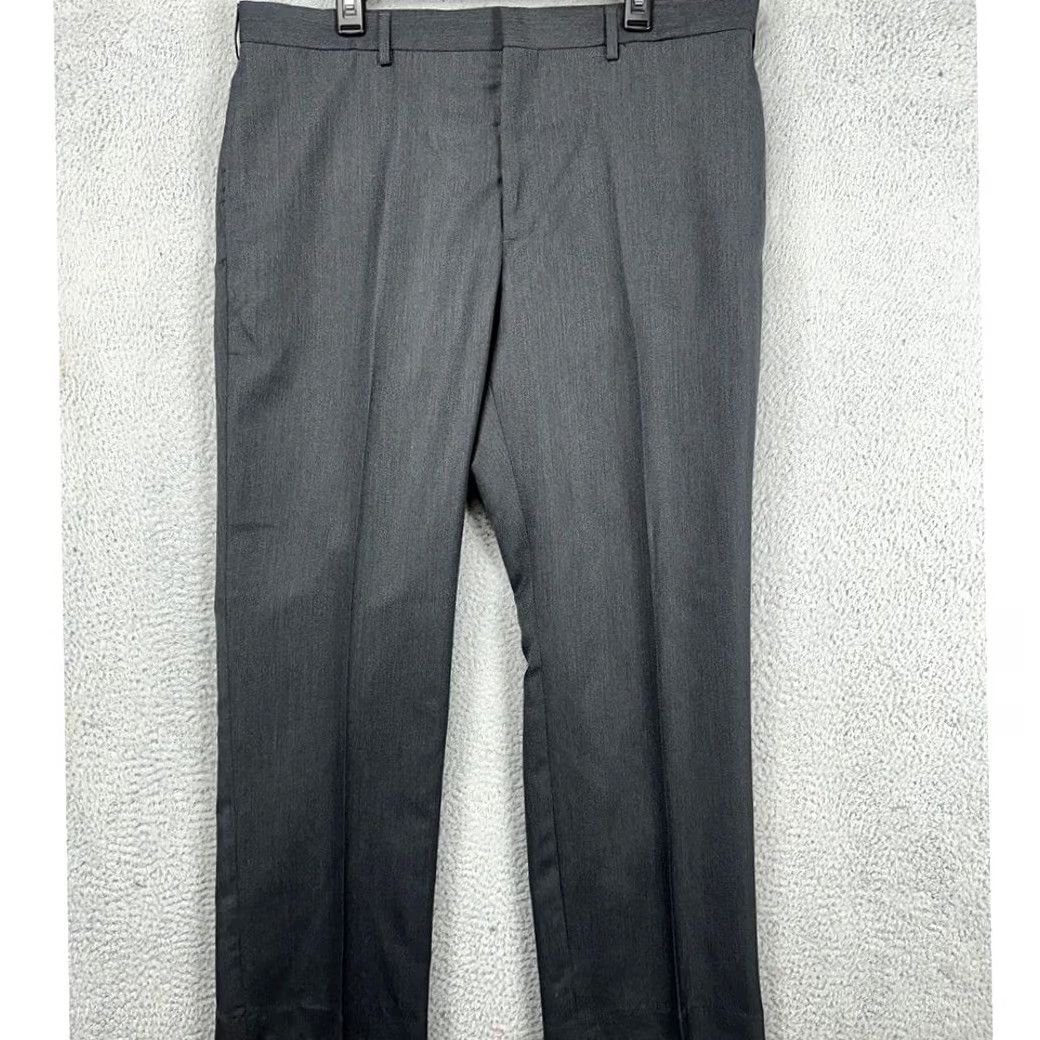 Apt. 9 Apt. 9 Dress Pants Mens 38X32 Dark Gray Herringbone Flat Front Straight Leg NEW Size US 38 / EU 54 - 2 Thumbnail