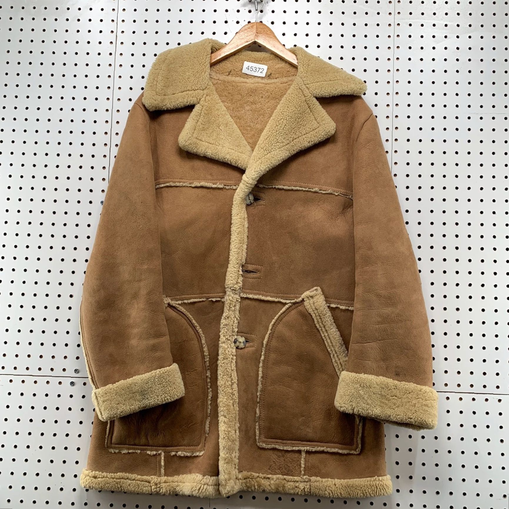 Marlboro VINTAGE Lakeland Coat Mens 40 Brown Suede Rancher Overcoat Cowboy Western Wool Lining 70s USA Size US XXS / EU 40 - 2 Thumbnail