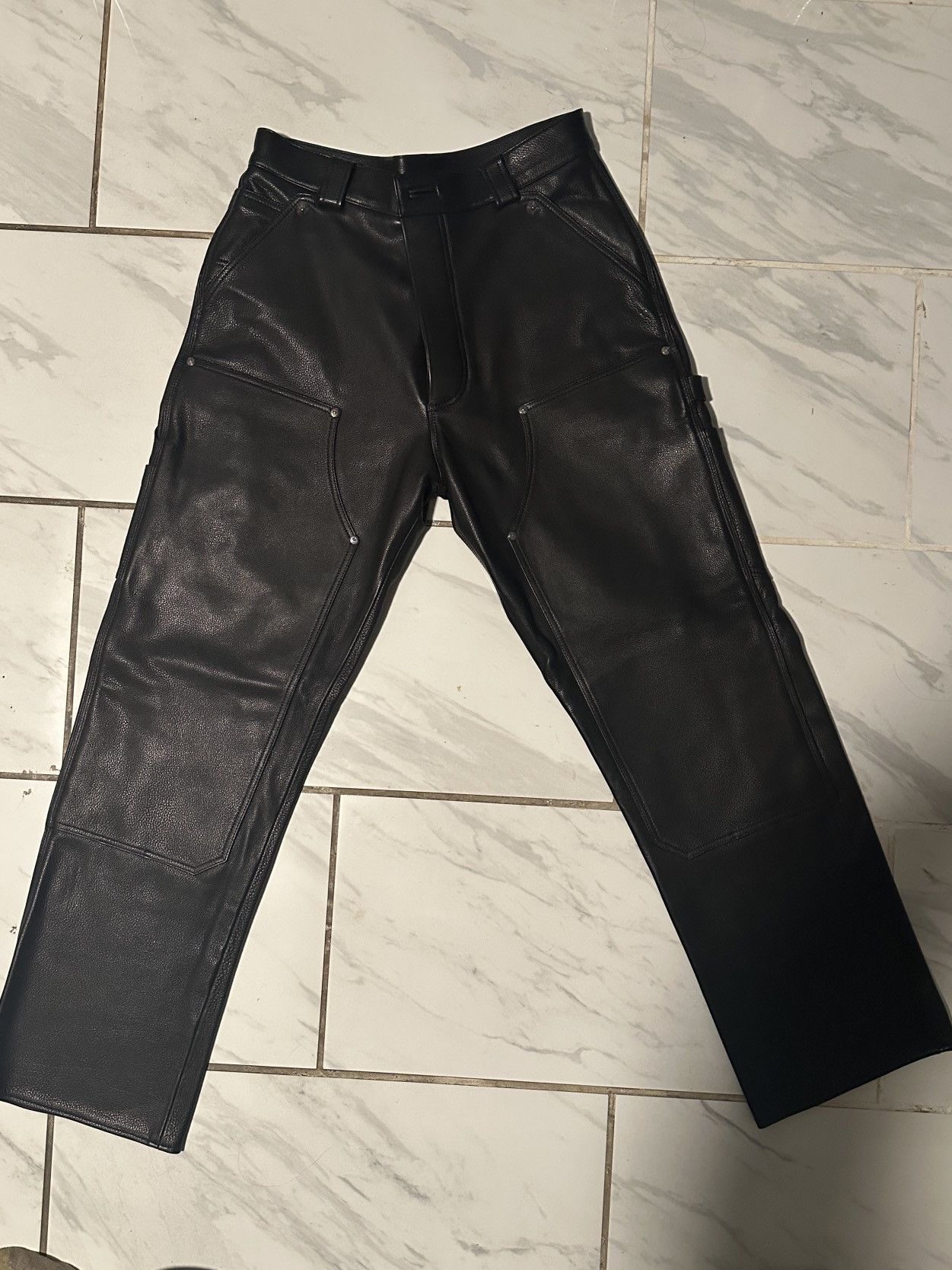 NEW Chrome Hearts Leather Double Knee Carpenter Pants 32