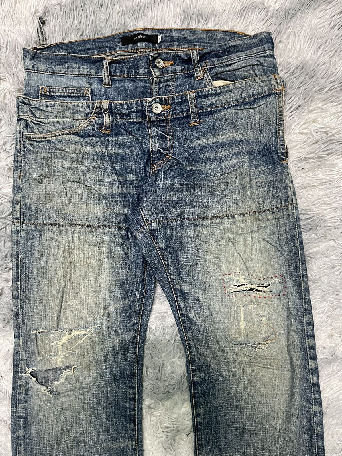 PPFM PPFM INSPIRED DOUBLE WAIST DENIM PANT DISTRESSED Size US 34 / EU 50 - 4 Thumbnail