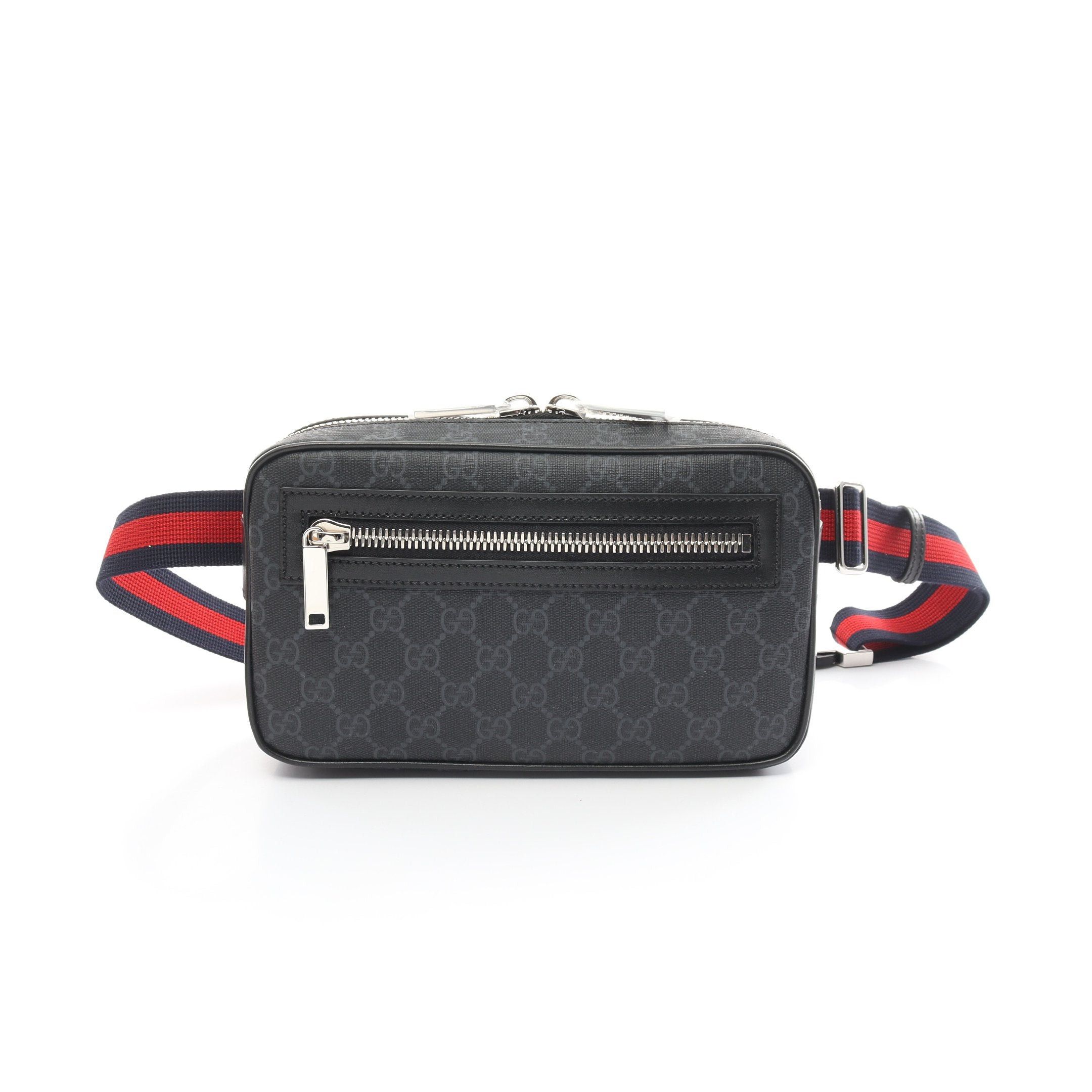 Gucci Gg Supreme Belt Bag Body Waist Leather Black Gray