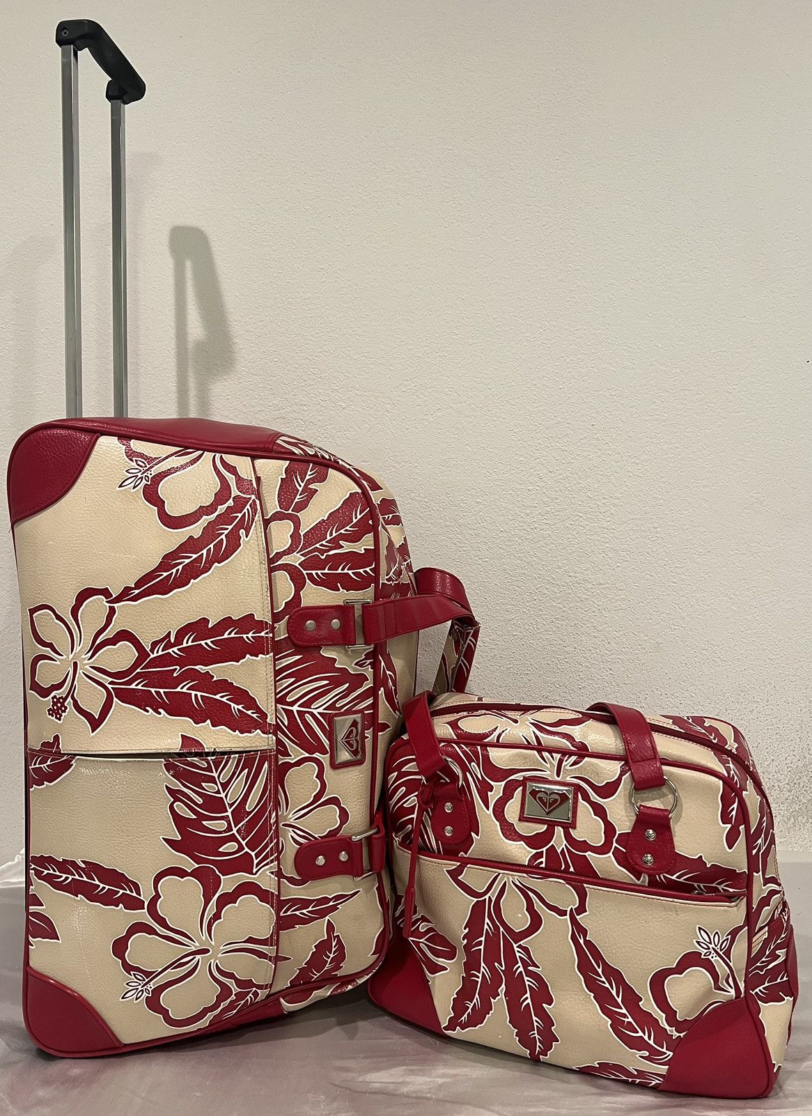 Vintage Vintage Roxy Floral Travel Luggage Rolling Duffle Bag Set Grailed