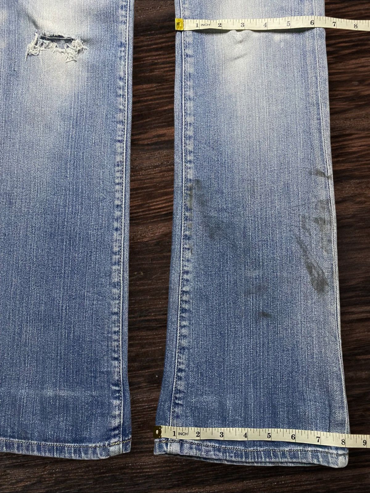 Dapper Dan × Gap Vintage Gap DenimFaded Wash Distressed Slim Bootcut Jeans Size US 30 / EU 46 - 15 Thumbnail