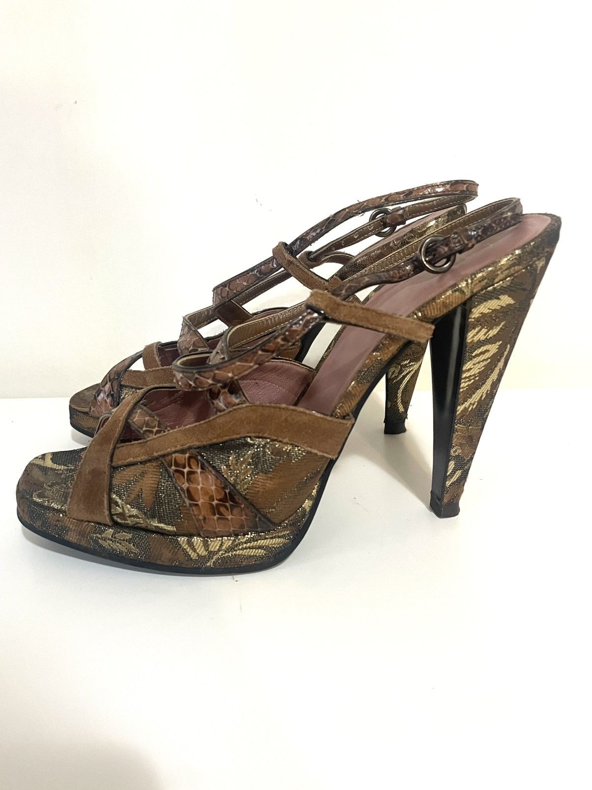 Miu Miu Authentic Miu Miu high heel sandals in gold Size US 9.5 / IT 39.5 - 4 Thumbnail