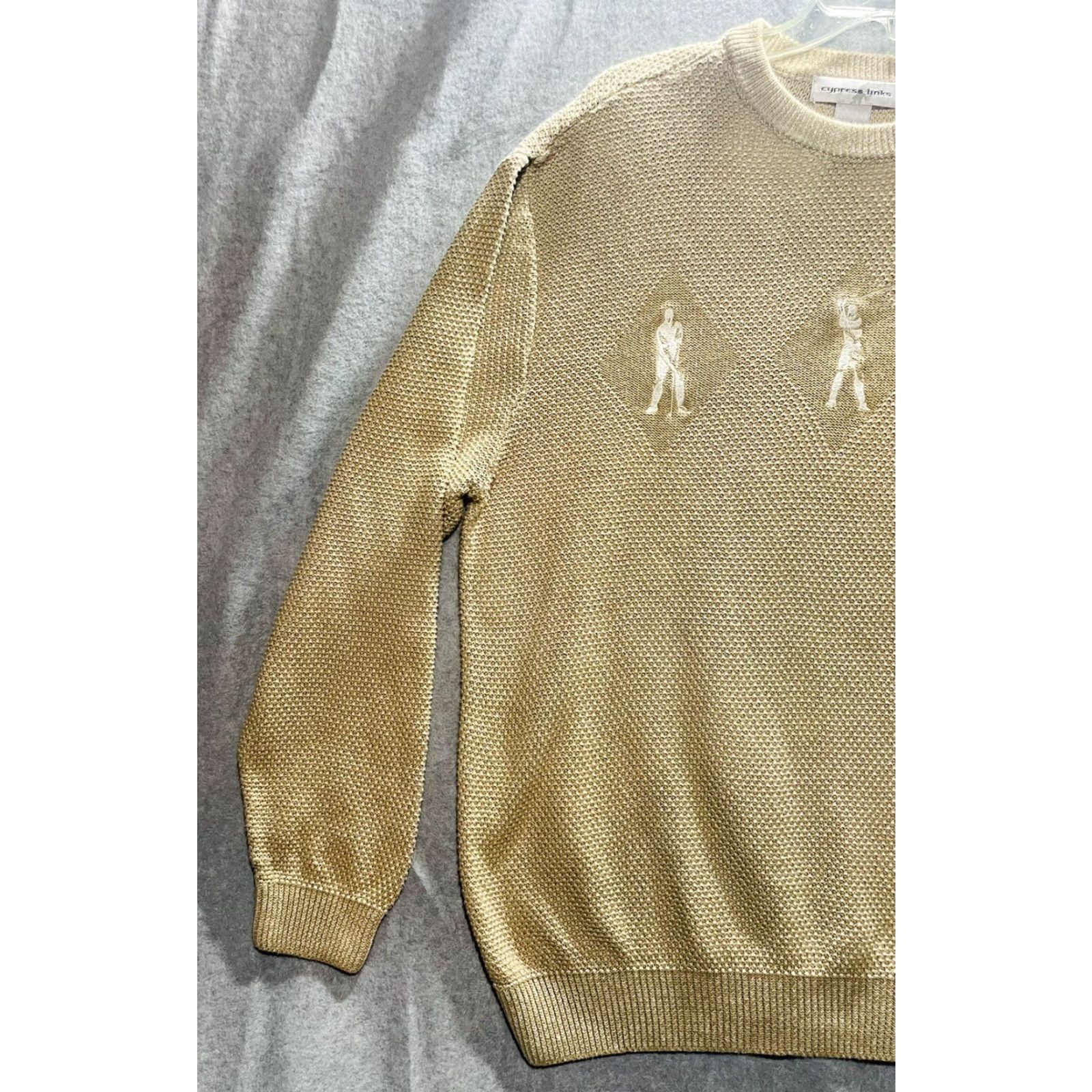 Vintage VINTAGE Cypress Links Men’s Knitted Golf Pullover Sweater LG Large Light Brown Beige Cotton Knit Pullover 90s Golf Mens Size US L / EU 52-54 / 3 - 2 Thumbnail