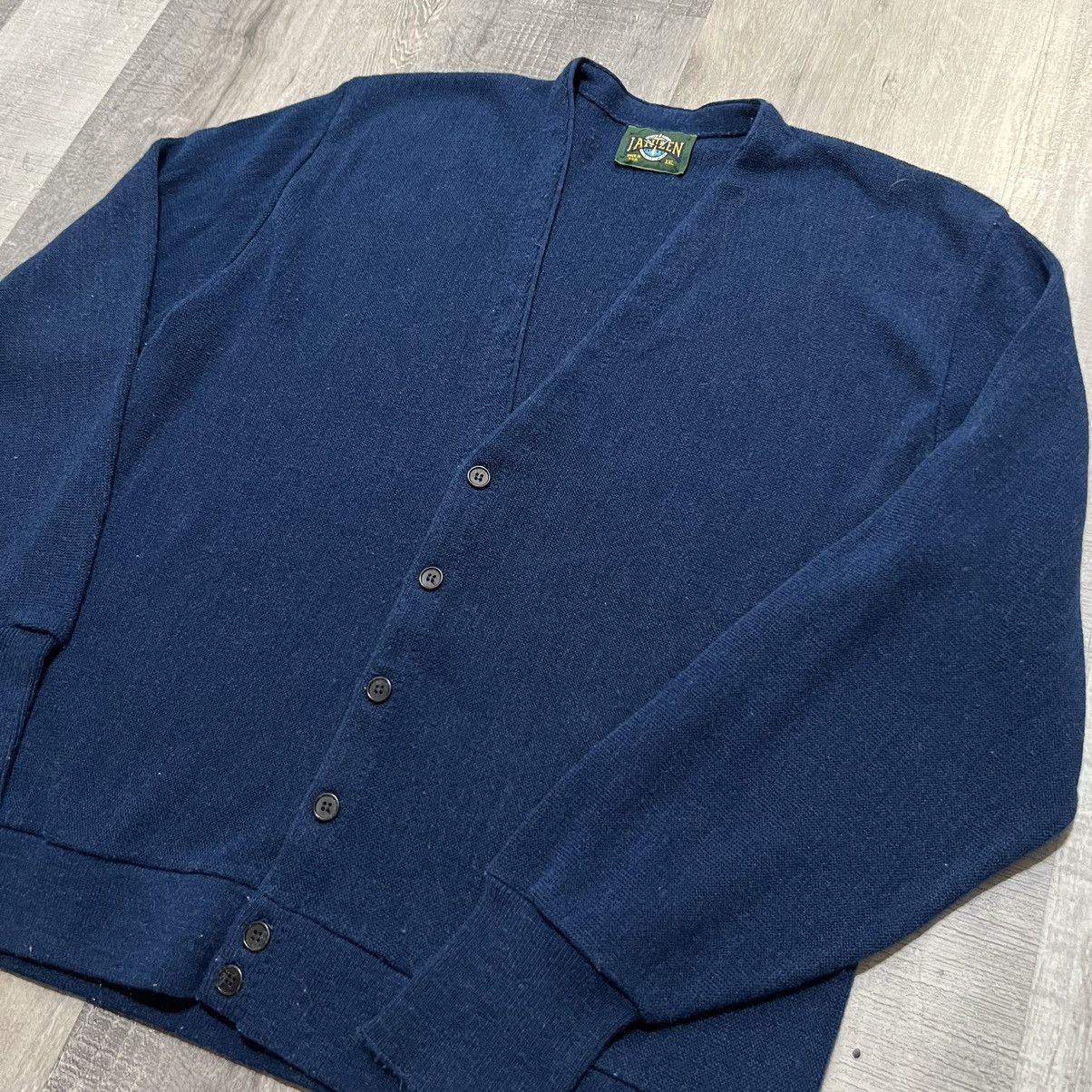Jantzen × Vintage VTG Jantzen Dark Blue Knit Geek Grandpa Cardigan Sweater Size US XXL / EU 58 / 5 - 3 Thumbnail