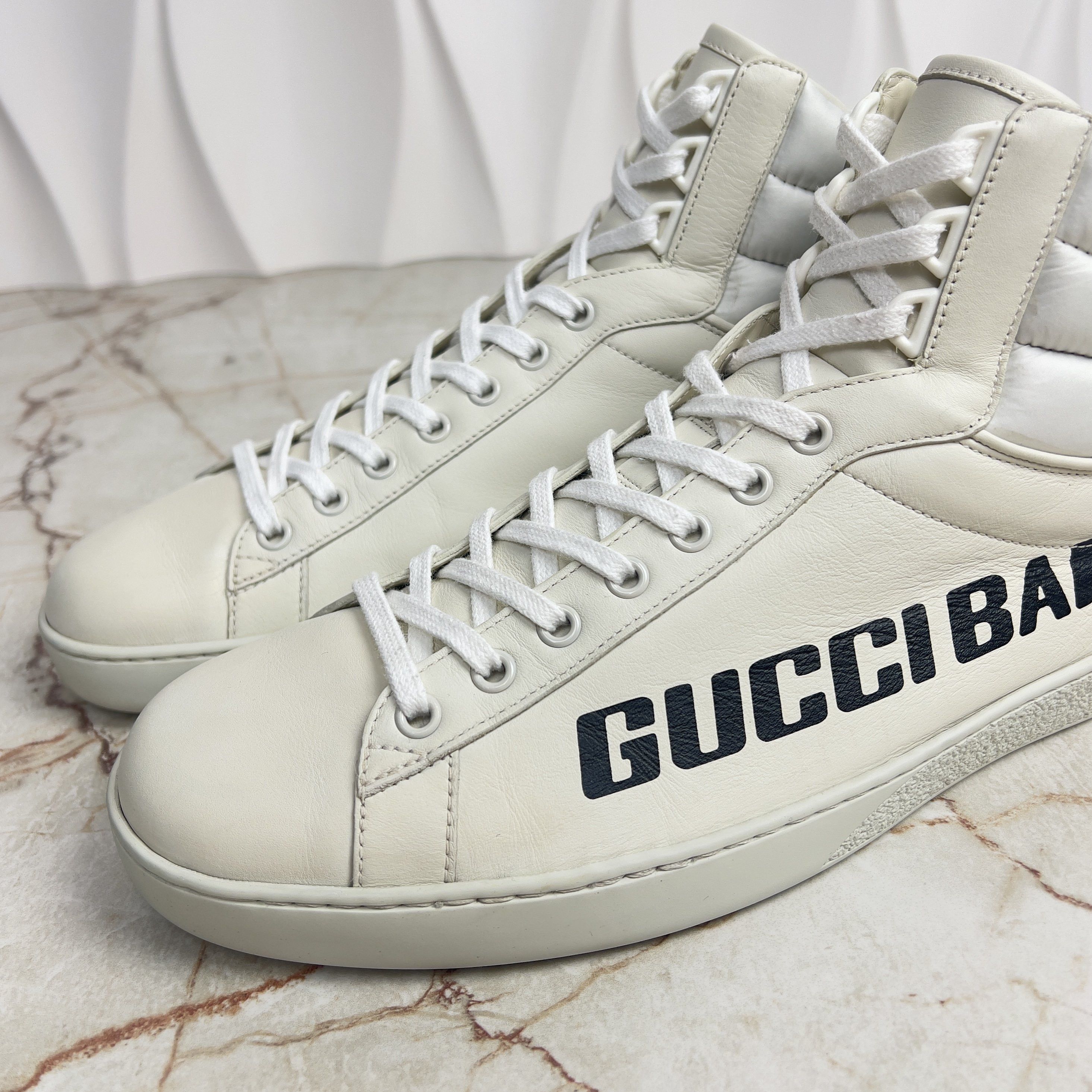 Gucci Ace Band Graphic Print Sneakers Calfskin White Size US 10.5 / EU 43-44 - 4 Thumbnail