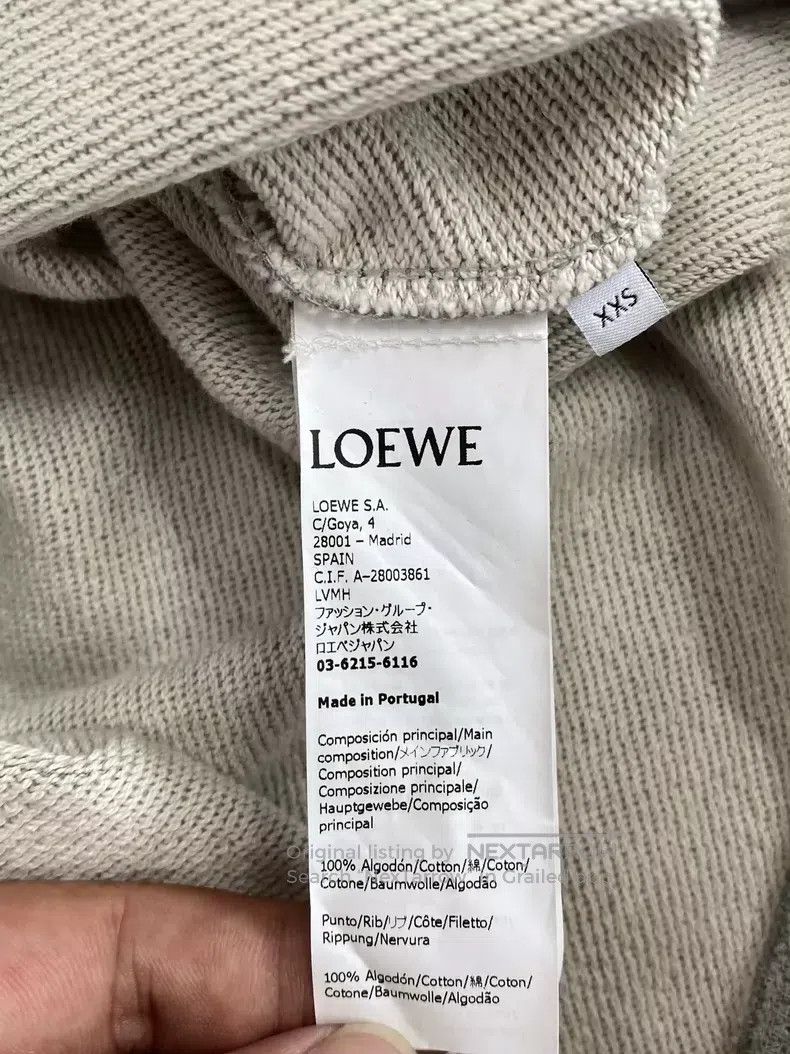 Loewe LOEWE Grey Leather Pocket Large Logo Hooded Sweatshirt Size XXS / US 00 / IT 34 - 4 Thumbnail