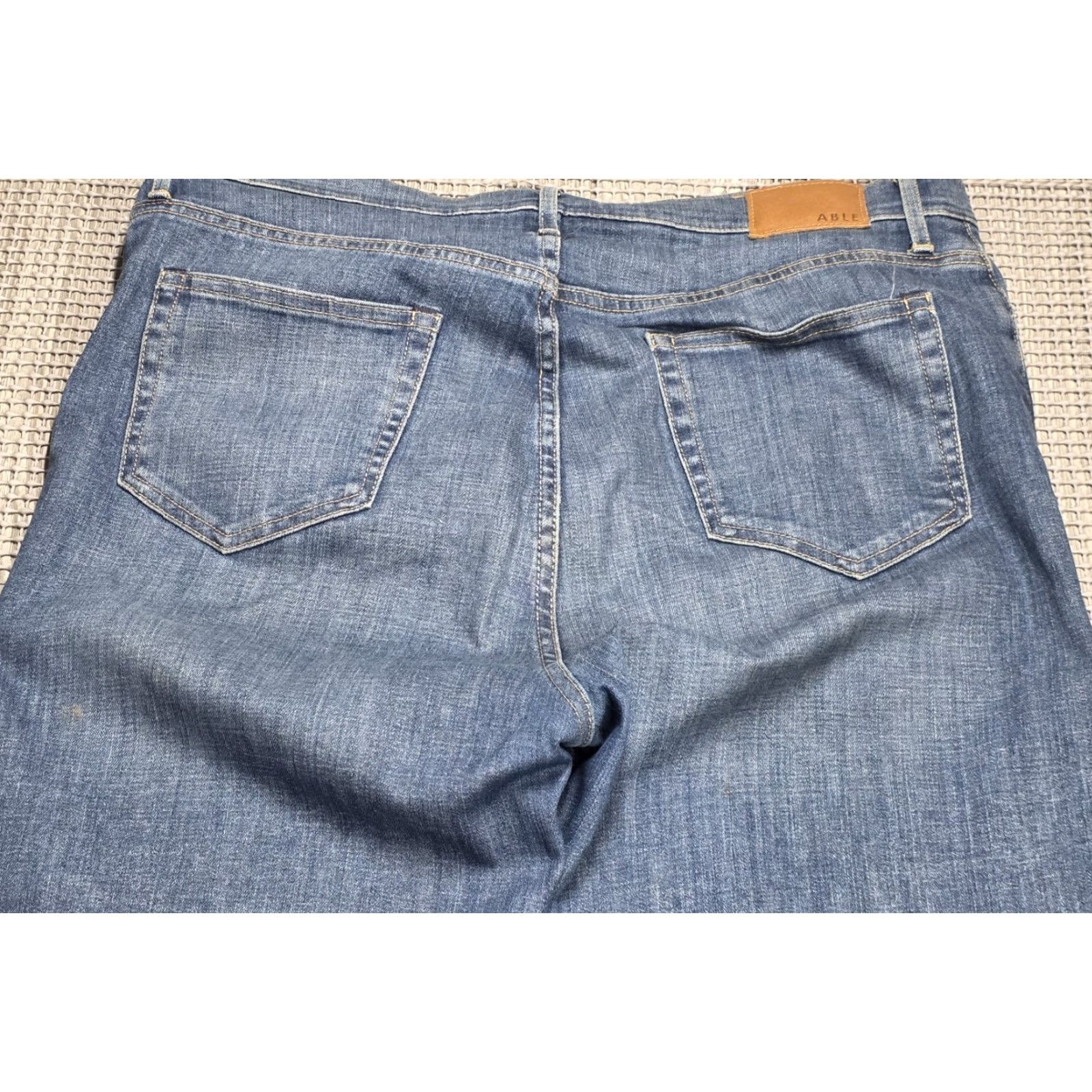 Vintage ABLE Blue Wide-Leg Jeans 34x32 Denim Women's 32 Medium Wash High Rise Jeans Size 24" / US 00 / IT 34 - 4 Thumbnail