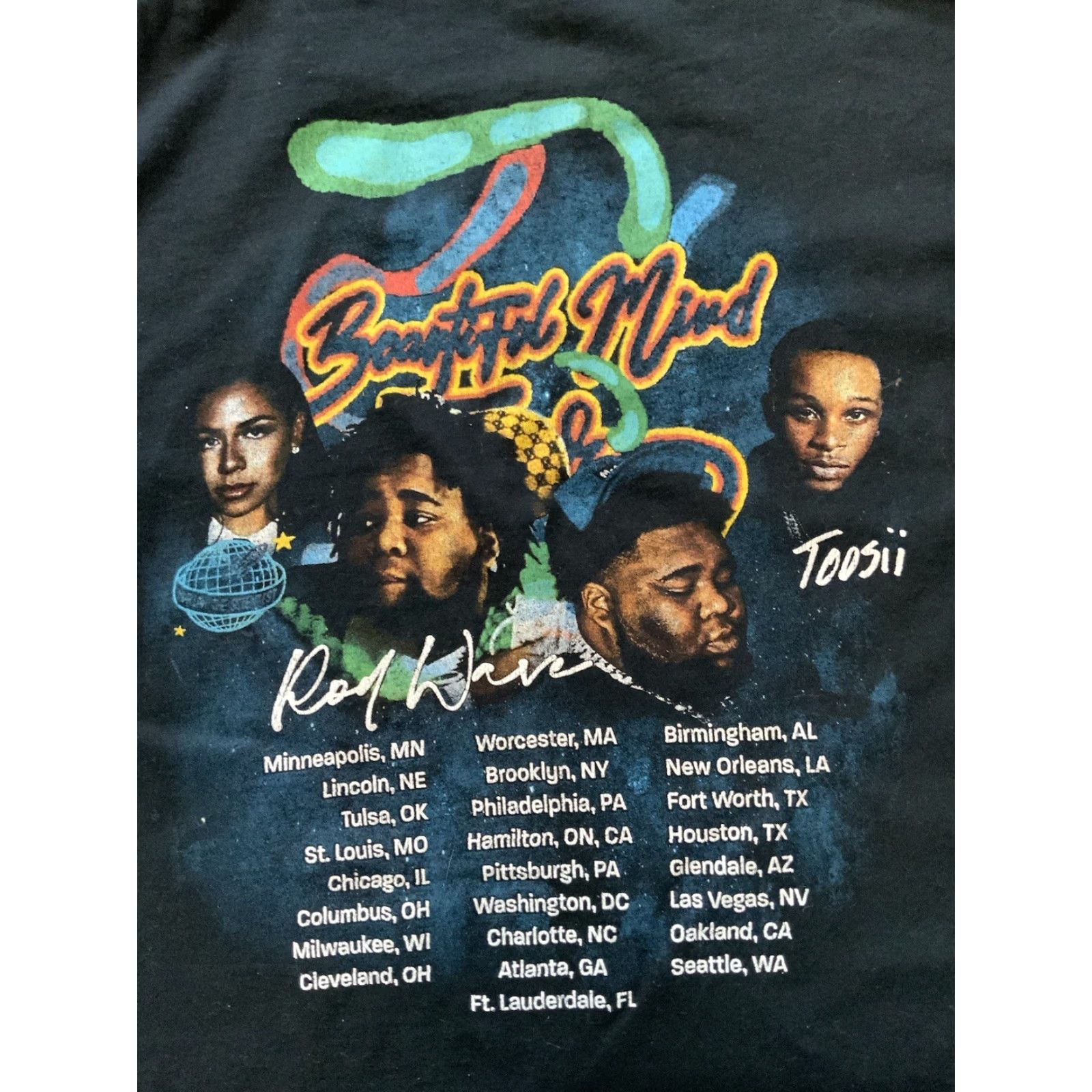 Fruit Of The Loom VINTAGE Rod Wave Beautiful Mind 2022 Tour T-Shirt MD Men M Black Concert T-Shirt Size US M / EU 48-50 / 2 - 4 Thumbnail