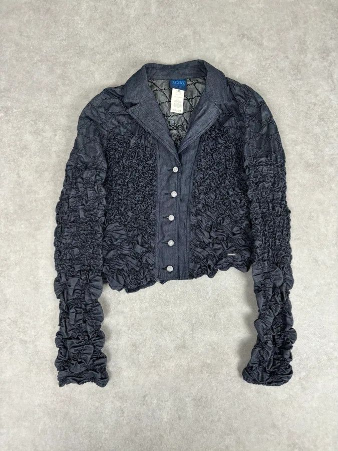 Kenzo Kenzo Navy Deconstructed Pleats Abstract Denim Jacket Size S / US 4 / IT 40 - 2 Thumbnail