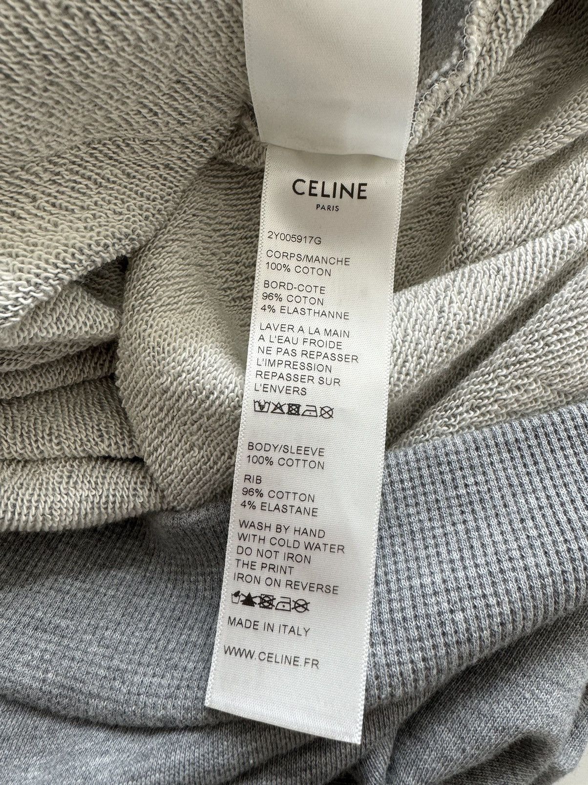 Celine CELINE Grey Back Logo Hoodie Sweatshirt Size US L / EU 52-54 / 3 - 8 Thumbnail