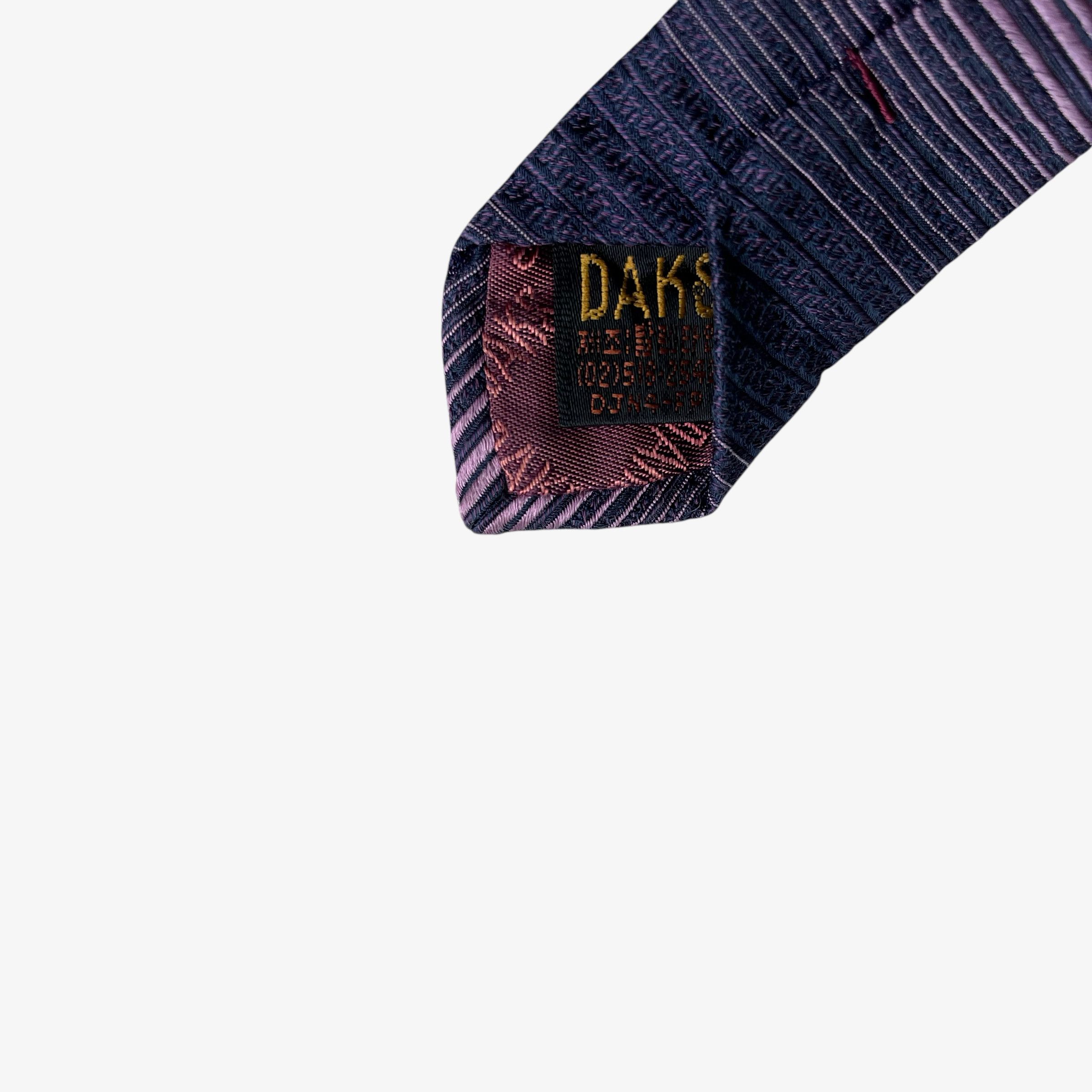 DAKS Vintage 80s Daks Purple Striped Silk Tie Size ONE SIZE - 5 Thumbnail