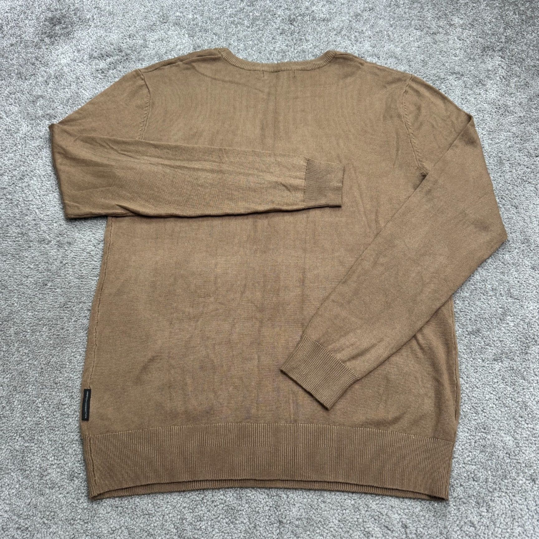 French Connection French Connection Pullover Sweater Mens Large Tan Brown Crew Neck Stretch Knit Size L Regular Fit Classic Designer Brand Vintage No Size US L / EU 52-54 / 3 - 2 Thumbnail