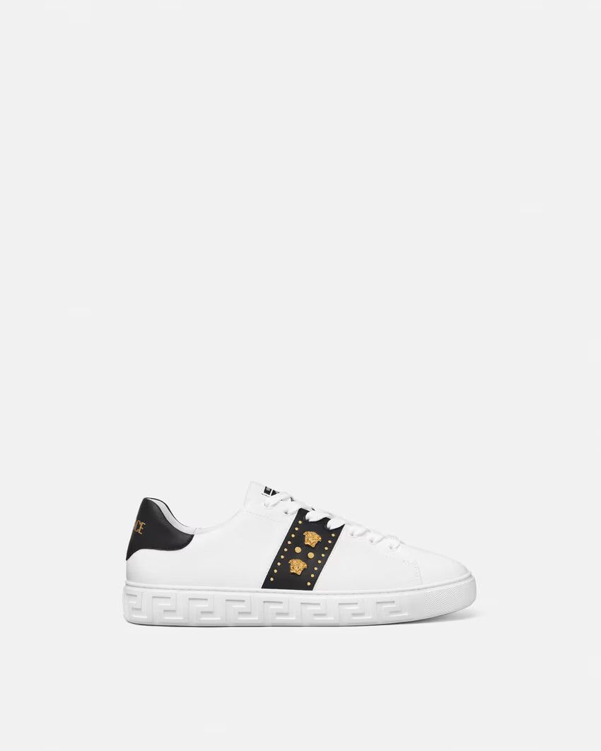 Versace o1s22i1n1224 Studded Greek Sneakers in White Black Size US 10 / EU 43 - 1 Thumbnail