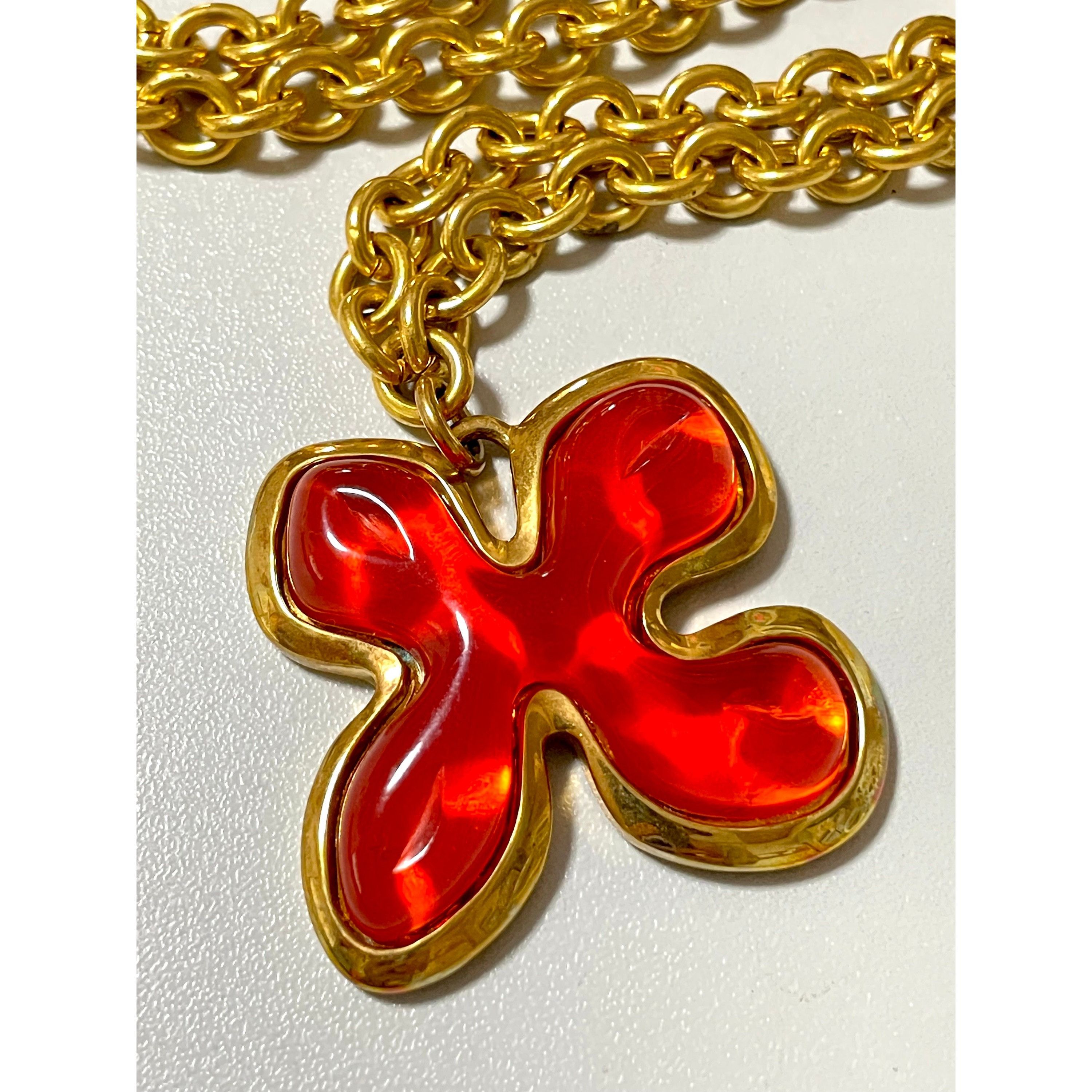 Celine Vintage Celine thick gold chain necklace with flower top Size ONE SIZE - 7 Thumbnail