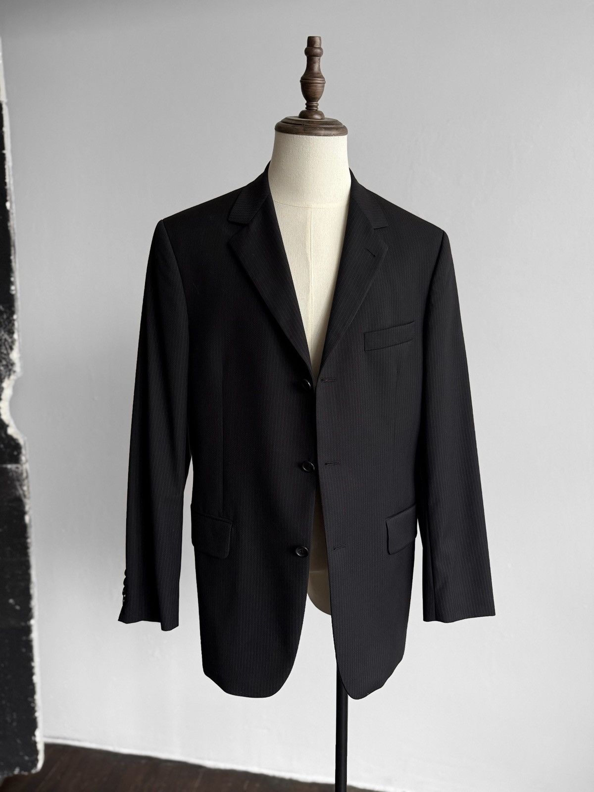 Givenchy Givenchy Men Black Pinstripe 3-Button Suit Blazer Jacket Size 40S - 1 Thumbnail