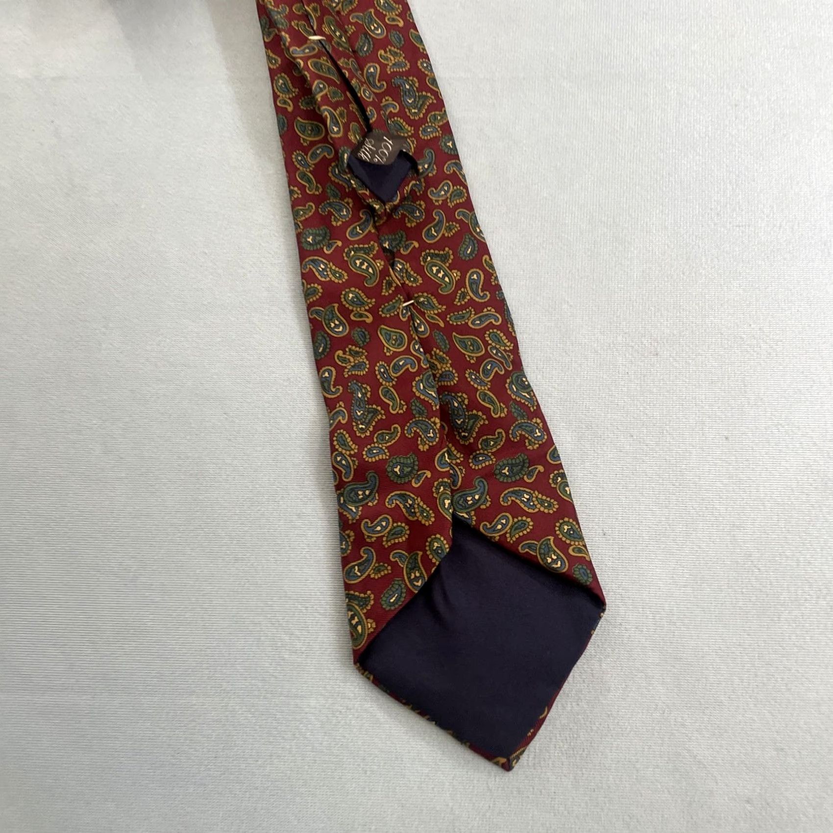 Vintage VINTAGE Italian Silk Neck Tie Paisley Red Green Yellow 3.5x56 USA Classic Necktie Men's Tie Size ONE SIZE - 3 Thumbnail