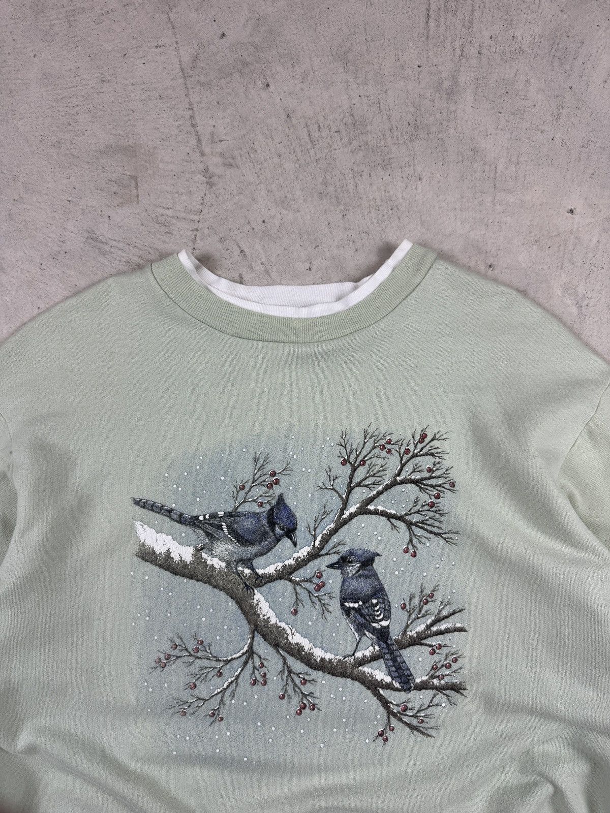 Vintage 1990s Light Green Bird Crewneck Size US S / EU 44-46 / 1 - 5 Thumbnail