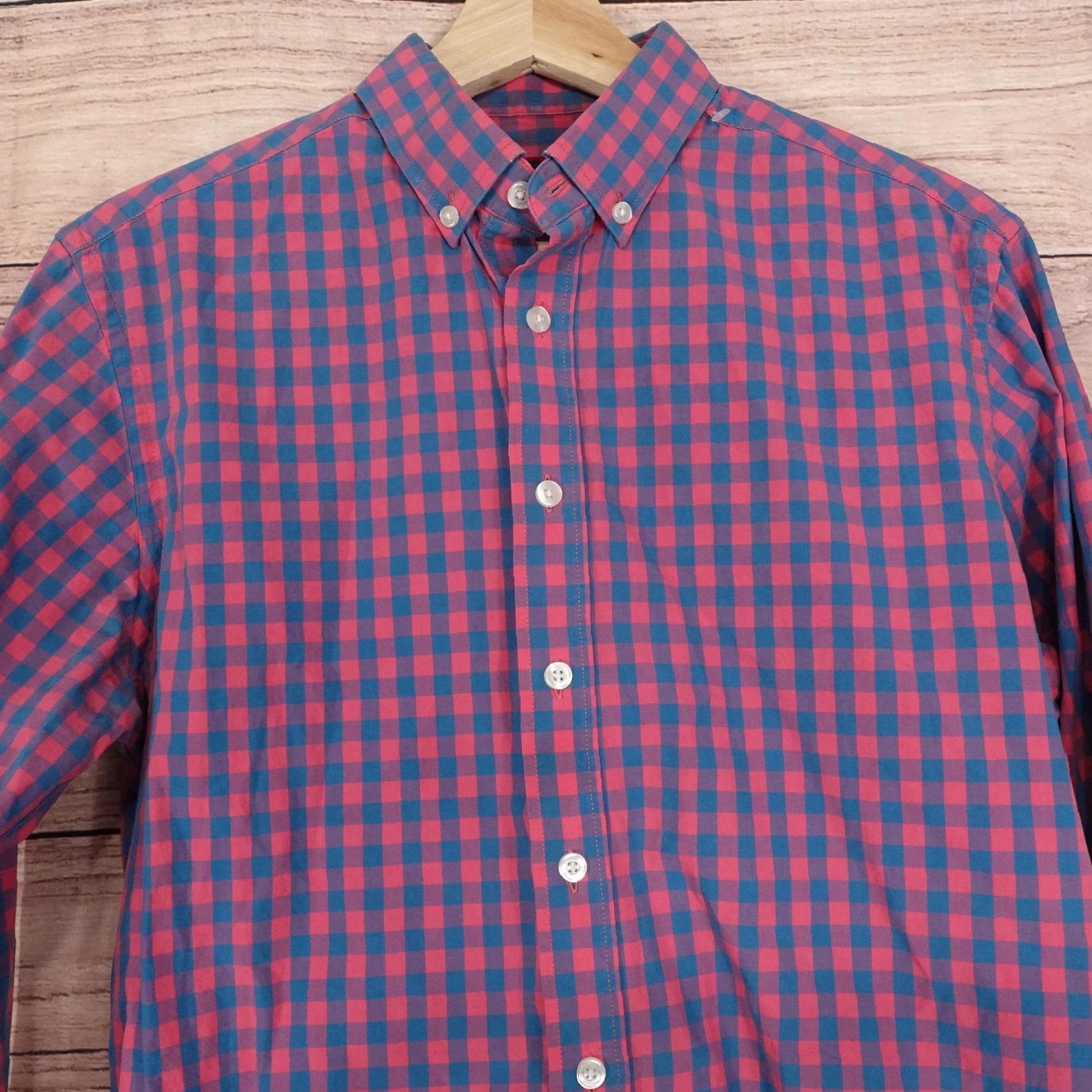 UNTUCKit UNTUCKit Shirt Mens Small Red Blue Check Button-Down Long Sleeve Cotton Casual Size US S / EU 44-46 / 1 - 2 Thumbnail