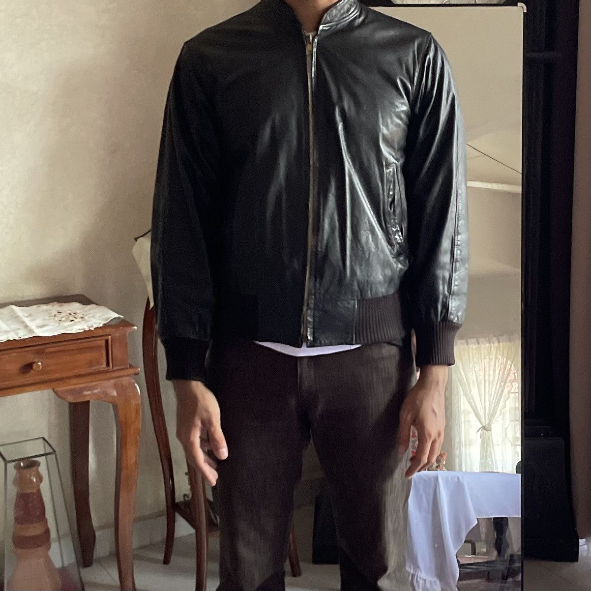 14th Addiction VINTAGE DISTRESSED JAPANESE GENUNE LEATHER BOMBER JACKET Size US L / EU 52-54 / 3 - 6 Thumbnail