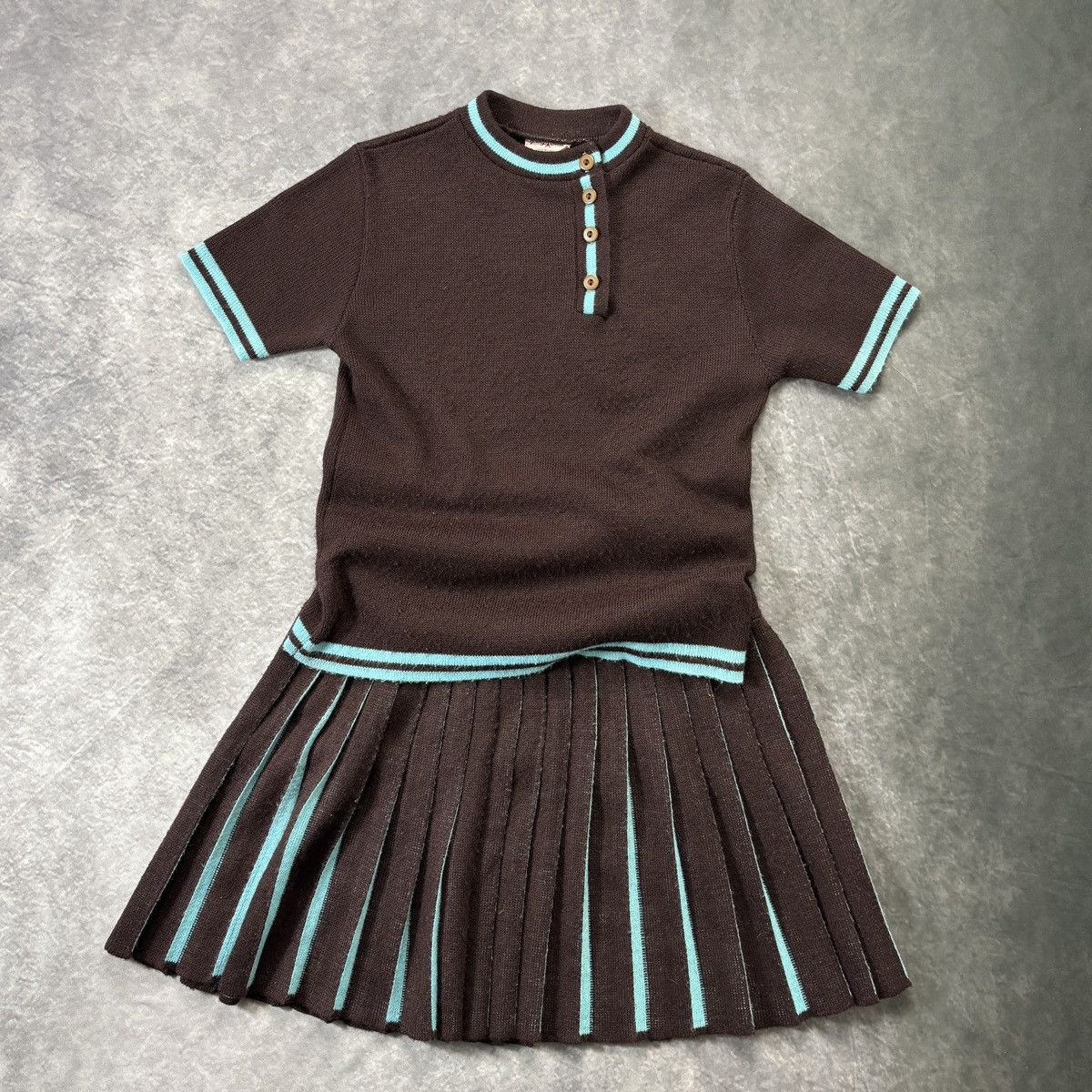 Vintage 1970s Vintage Skirt & Top Two Piece Suit Matching Set Cheer Size 28" / US 6 / IT 42 - 2 Thumbnail