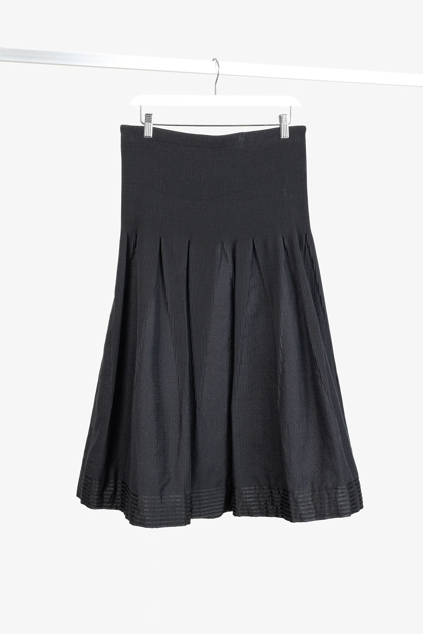 Annette Gortz Annette Gortz Folk Black Wool-Blend Shirred A-Line Skirt Size 31" - 1 Thumbnail