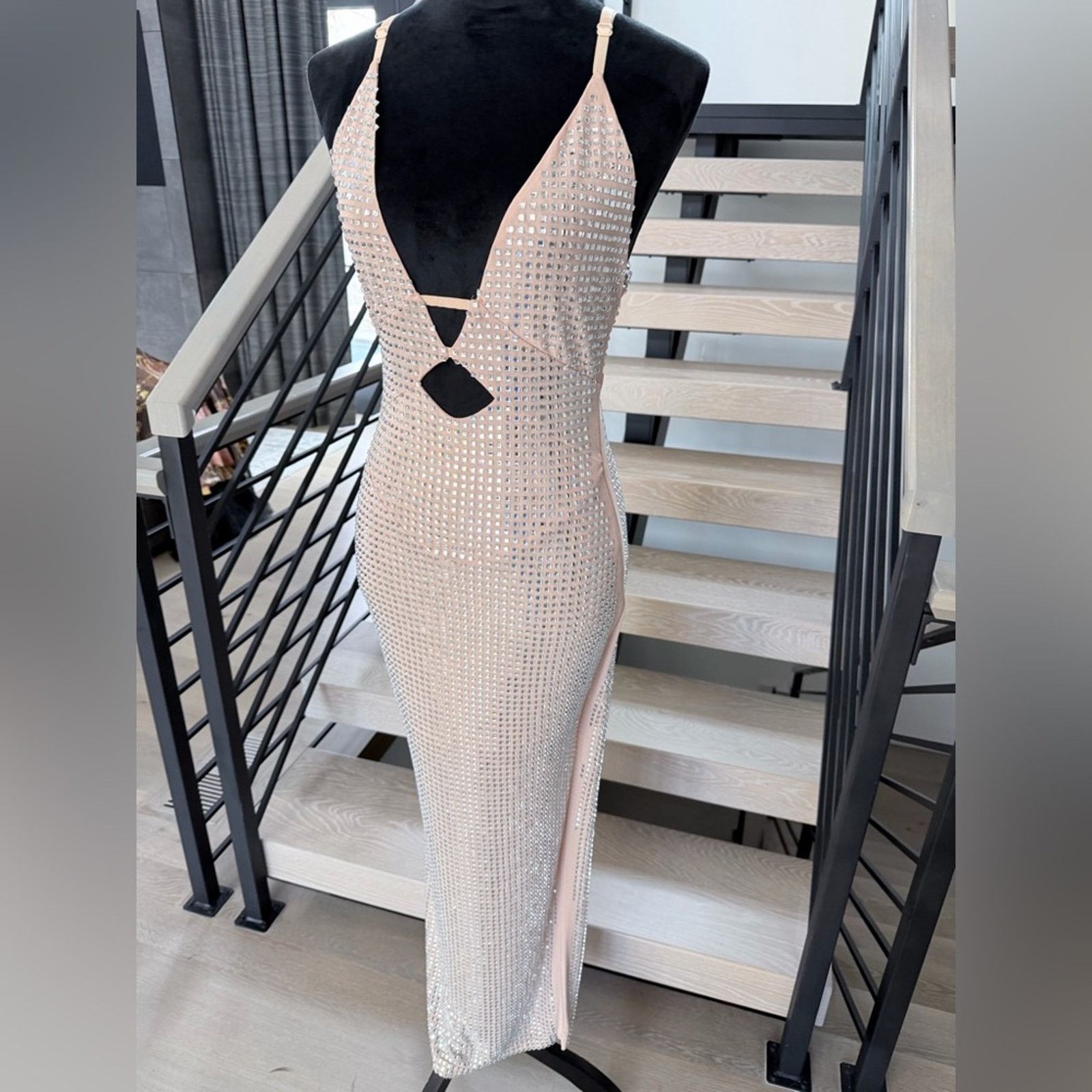 Other New Beige rhinestone Evening Wedding Cocktail Dress size S Size S / US 4 / IT 40 - 8 Thumbnail