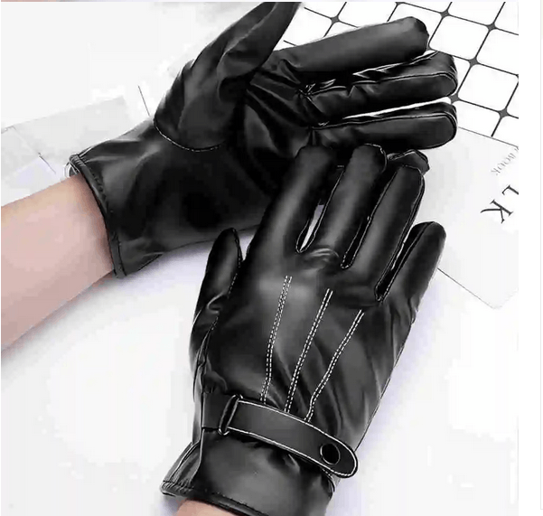 Other Winter PU Leather Black Gloves Warm Mittens Outdoor Sports Size ONE SIZE - 1 Thumbnail
