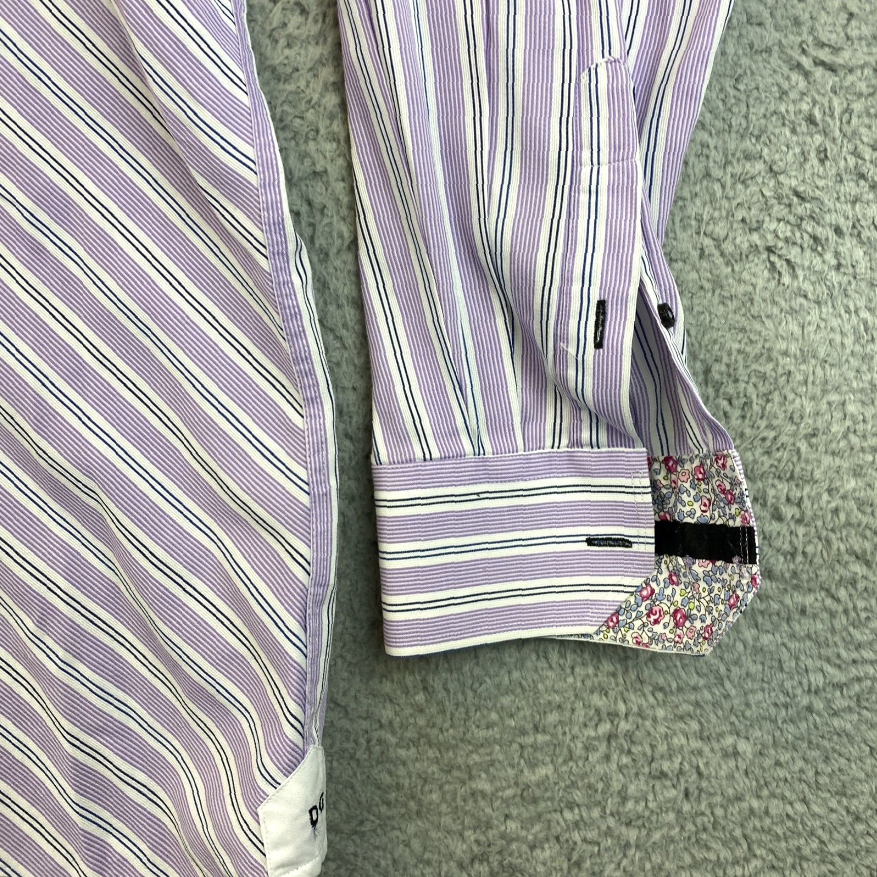 Vintage DOLCE GUAVA Striped Button-Up Shirt 2XL Purple Long Sleeve Mens Size US XXL / EU 58 / 5 - 2 Thumbnail