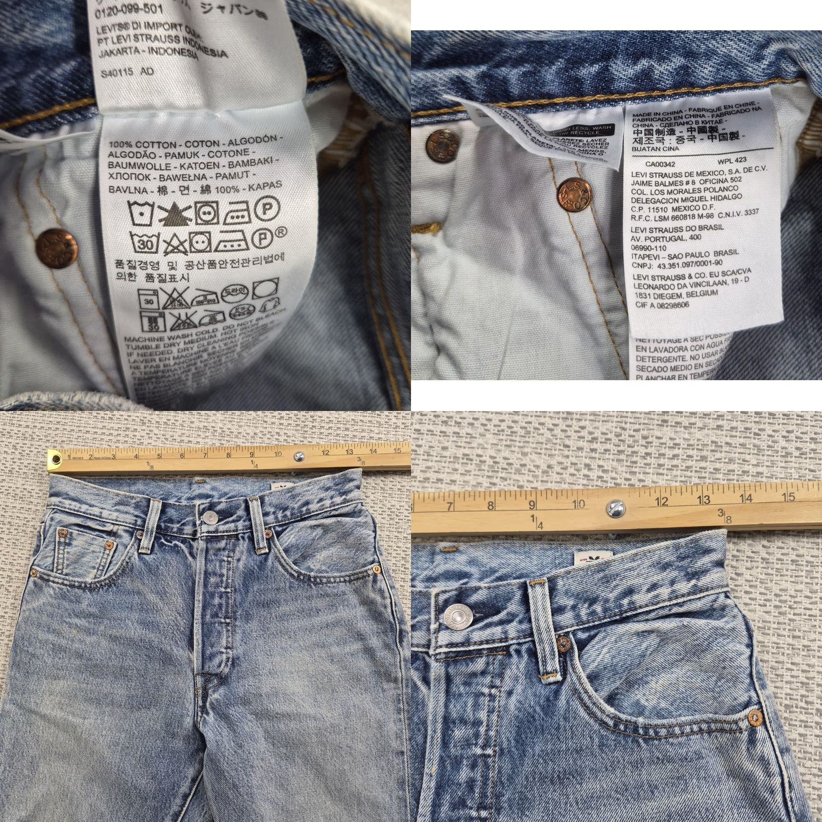 Levi's Levi's 501 S Jeans Mens 25x28 White Oak Cone Distressed Denim Button Fly Skinny 5-Pocket Blue Vintage USA Mens Size US 26 / EU 42 - 8 Thumbnail