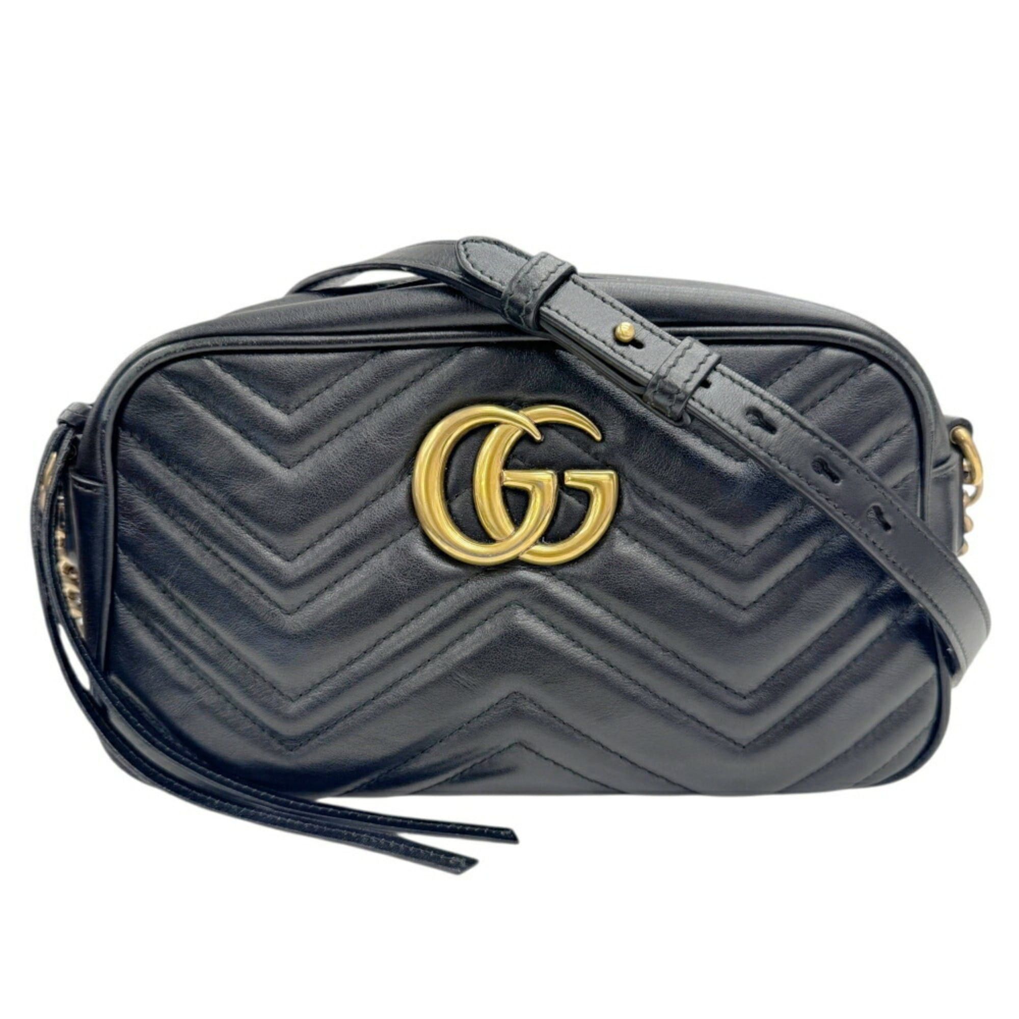 Gucci GUCCI GG Marmont Quilted Small Shoulder Bag 447632 Leather Black Women's Size ONE SIZE - 1 Thumbnail