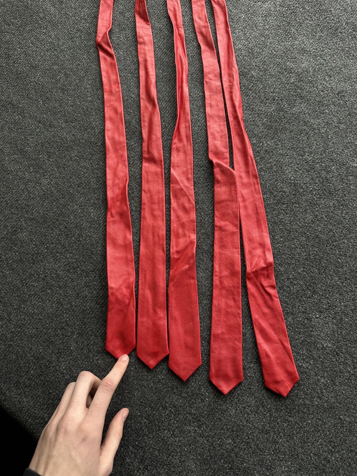 Other 🚨 LEATHER RED ITALY TIE LUXURY VNTG RARE OLD MONEY Size ONE SIZE - 8 Thumbnail