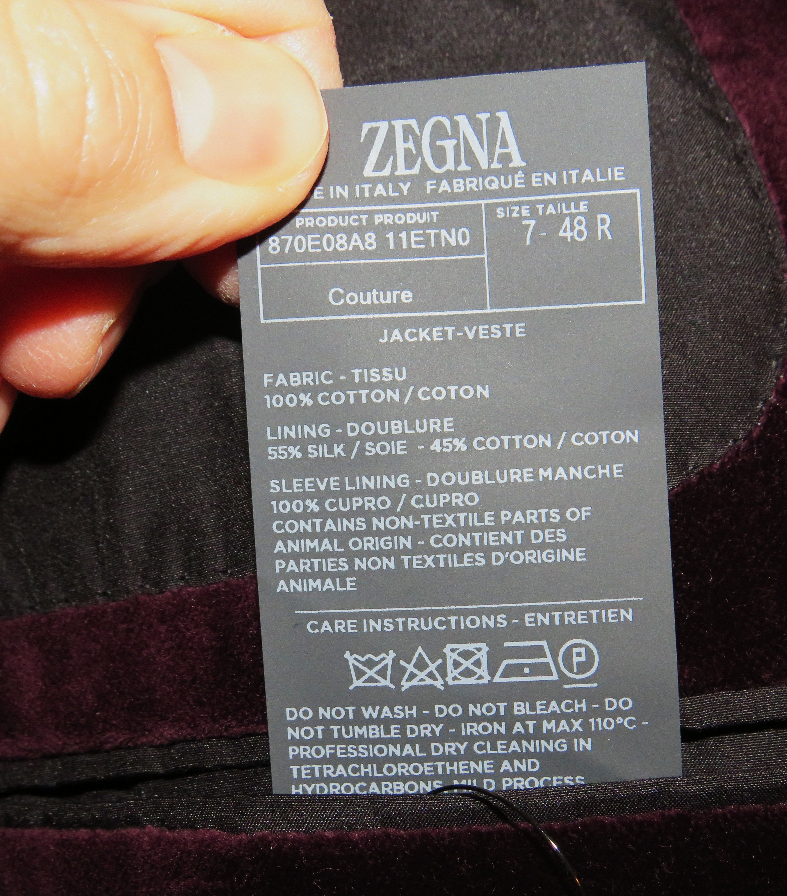 Ermenegildo Zegna Burgundy Velvet Current One Button Evening Jacket 38R NWT Size 38R - 12 Thumbnail