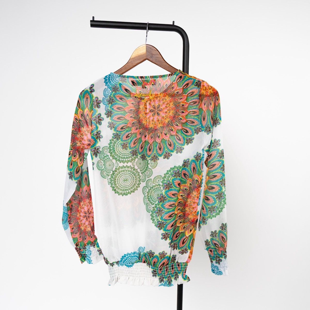Desigual Desigual Women Floral Blouse Multicolor Sheer Boho Print Top Size XS / US 0-2 / IT 36-38 - 4 Thumbnail